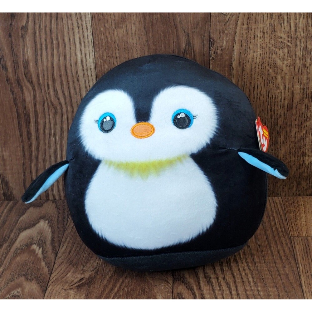 TY Squishy Beanies NEVE the Penguin 10" Plush NWT